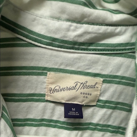Universal thread Green  and White Striped Button-Up Dress- medium - Picture 2 of 2